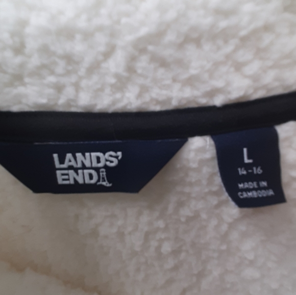 Lands' End Long Sleeve Sherpa Mock Zip Tunic Pullover large 14 16 - Picture 5 of 9